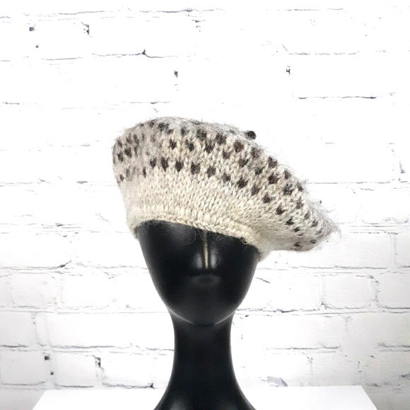 Vintage Accessories - VINTAGE Women's Irish Knit Brown Mohair Beret Hat